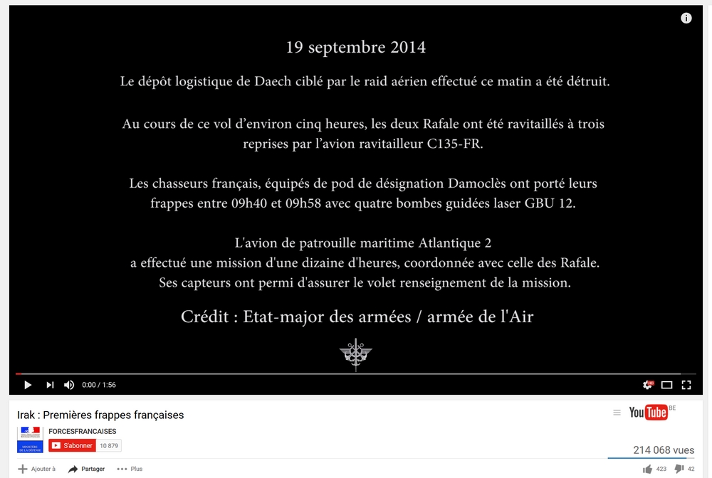 1ère frappe française contre Daech 19 09 2014